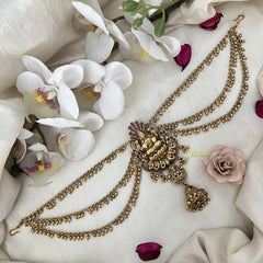 Vriksham Designer Lakshmi Temple Jada Bun Billai With Gold Maatil Bridal Jada Billai-Gold Bead-G19295