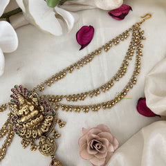 Vriksham Designer Lakshmi Temple Jada Bun Billai With Gold Maatil Bridal Jada Billai-Gold Bead-G19295