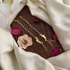 Vriksham Premium Bird Shape Red Green Stone Single Strand Kundan Jadau White Pearl Maatil-J2933