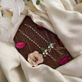 Vriksham Elegant Floral White Green Stone Single Strand Kundan Jadau White Pearl Maatil-J2934