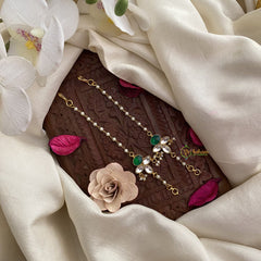 Vriksham Elegant Floral White Green Stone Single Strand Kundan Jadau White Pearl Maatil-J2934