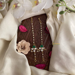 Vriksham Elegant Floral White Green Stone Single Strand Kundan Jadau White Pearl Maatil-J2934