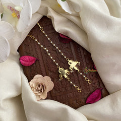 Vriksham Elegant Floral White Green Stone Single Strand Kundan Jadau White Pearl Maatil-J2934