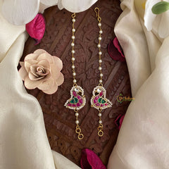 Vriksham Exquisite Single Strand Kundan Jadau White Pearl Maatil-Annam-J2936