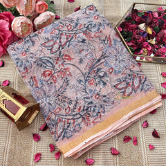Vriksham light Pink Textured Floral Waves Kota Cotton Saree-VS4920