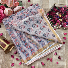 Vriksham light Pink Textured Floral Waves Kota Cotton Saree-VS4920