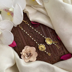 Vriksham Elegant Floral Red White Stone Single Strand Kundan Jadau White Pearl Maatil -J2932