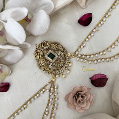 Vriksham Peacock Jada Bun Billai with Maatil Bridal Jada Billai-Green-G19292