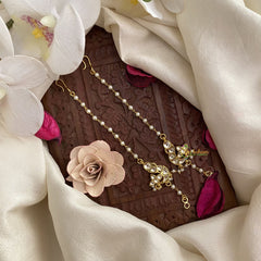 Vriksham Unique Single Strand Kundan Jadau White Pearl Maatil-White-Annam-J2941