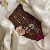 Vriksham Unique Single Strand Jadau Kundan White Pearl Maatil-Red Green-Annam-J2942