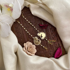 Vriksham Unique Single Strand Jadau Kundan White Pearl Maatil-Red Green-Annam-J2942