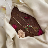 Vriksham Parrot Red White & Green Stone Single Strand Kundan Jadau White Pearl Maatil-J2935