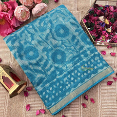 Vriksham Aqua Blue & White Doria Kota Cotton Saree-VS4919
