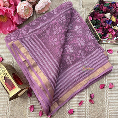 Vriksham Baby pink & White Floral Printed Kota Cotton Saree-VS4908