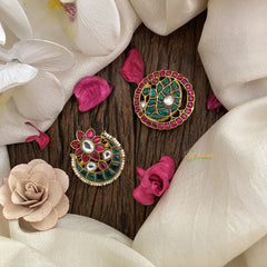 Vriksham Antique Floral Kundan Jadau Peacock Chandran & Suryan Billai-J2943