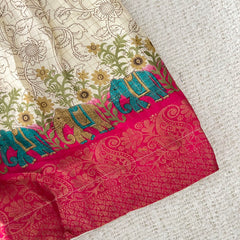 Cream & White Colour Embroidered Girls Lehenga Set -VS3488