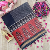 Vriksham Black And Red Golden Border Kota Cotton Saree-VS4900