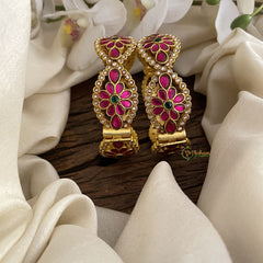 Vriksham Antique Floral Kundan Jadau Openable Bangle-J2888