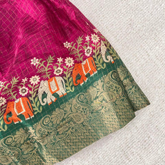 Wine & White Colour Embroidered Girls Lehenga Set -VS3490