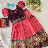 Pink & Wine Colour Traditional Girls Lehenga Set -VS3492