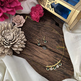 Vriksham 5 Diya Shape Pendant Invisible Chain-Green White-G18460