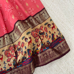 Pink & Wine Colour Traditional Girls Lehenga Set -VS3492