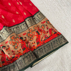 Red & Dark Green Colour Traditional Girls Lehenga Set -VS3493