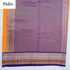 Vriksham Majestic Mustard Yellow  With Purple Zari Border Kanchi Silk Saree-VS4788