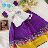 Purple & White Color Embroidered Girls Lehenga Set -VS3494