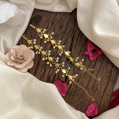 Vriksham Premium Kemp Stone Single Strand Kundan Jadau Maatil with White Pearl-Green-J2928