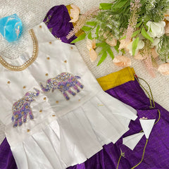 Purple & White Color Embroidered Girls Lehenga Set -VS3494