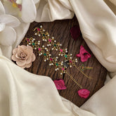 Vriksham Premium Kemp Stone Single Strand Kundan Jadau Maatil with White Pearl-Red Green-J2927