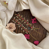 Vriksham Premium Kemp Stone Single Strand Kundan Jadau Maatil with White Pearl-Red-J2926