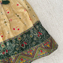 Dark Green & Beach Colour Traditional Girls Lehenga Set -VS3776