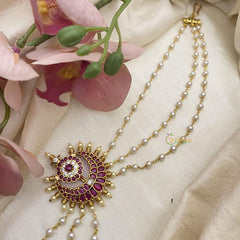 Designer AD Stone Jada Billai with Pearl Maatil-G14881