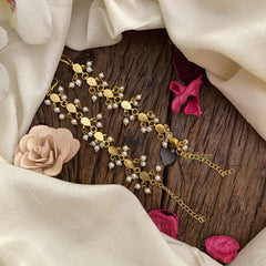 Vriksham Premium Kemp Stone Single Strand Kundan Jadau Maatil with White Pearl-Red-J2926