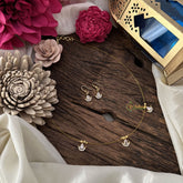 Vriksham 3 Diya Shape Pendant Invisible Chain-White-G18452