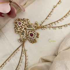 Stylish AD Stone Jada Billai with Pearl Maatil-G14882