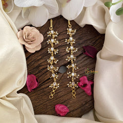 Vriksham Premium Kemp Single Strand Kundan Jadau Maatil with White Pearl-White-J2924