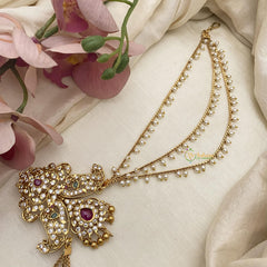 Stylish AD Stone Jada Billai with Pearl Maatil-G14882