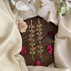 Vriksham Premium Kemp Single Strand Maatil with White Pearl-Red Green-J2922