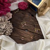 Vriksham 3 Diya Shape Pendant Invisible Chain-Red-G18453