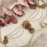 Dual Peacock AD Stone Jada Billai with Pearl Maatil-G14884