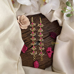 Vriksham Premium Kemp Single Strand Kundan Jadau Maatil with White Pearl-Pink-J2993