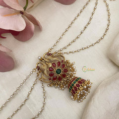 Dual Peacock AD Stone Jada Billai with Pearl Maatil-G14884