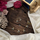 Vriksham 5 Tear Drop Shape Pendant Invisible Chain-Green White-G18466