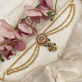 Precious Red White Kemp Peacock Jada Billai with Pearl Maatil-G14885