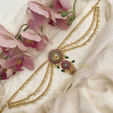 Precious Red Green Kemp Peacock Jada Billai with Pearl Maatil-G14886