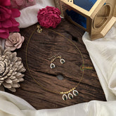 Vriksham 3 Tear Drop Shape Pendant Invisible Chain-Green White-G18465