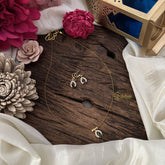 Vriksham Tear Drop Shape Pendant Invisible Chain-Green White-G18464